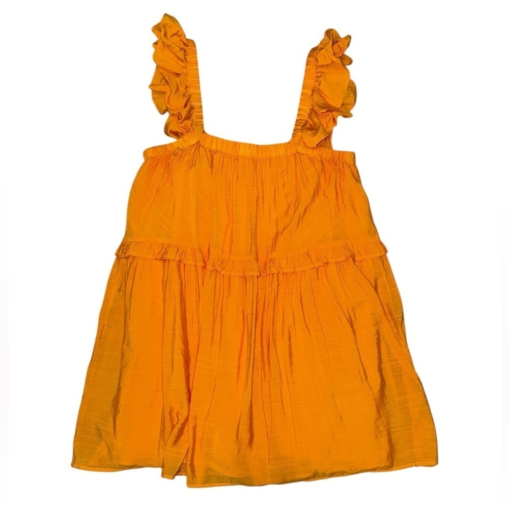 La Lavon bright orange ruffle tiered sundress women’s size large